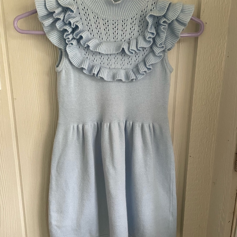 Charming Blue Ruffled Kids Dress